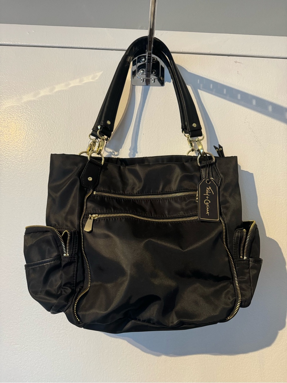 Foley+Corrina Felicity Tote in Balck with Gold Hardware Accents